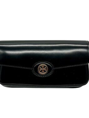 Tory Burch Black Leather Robinson Spazzolato East/Weat Shoulder Bag